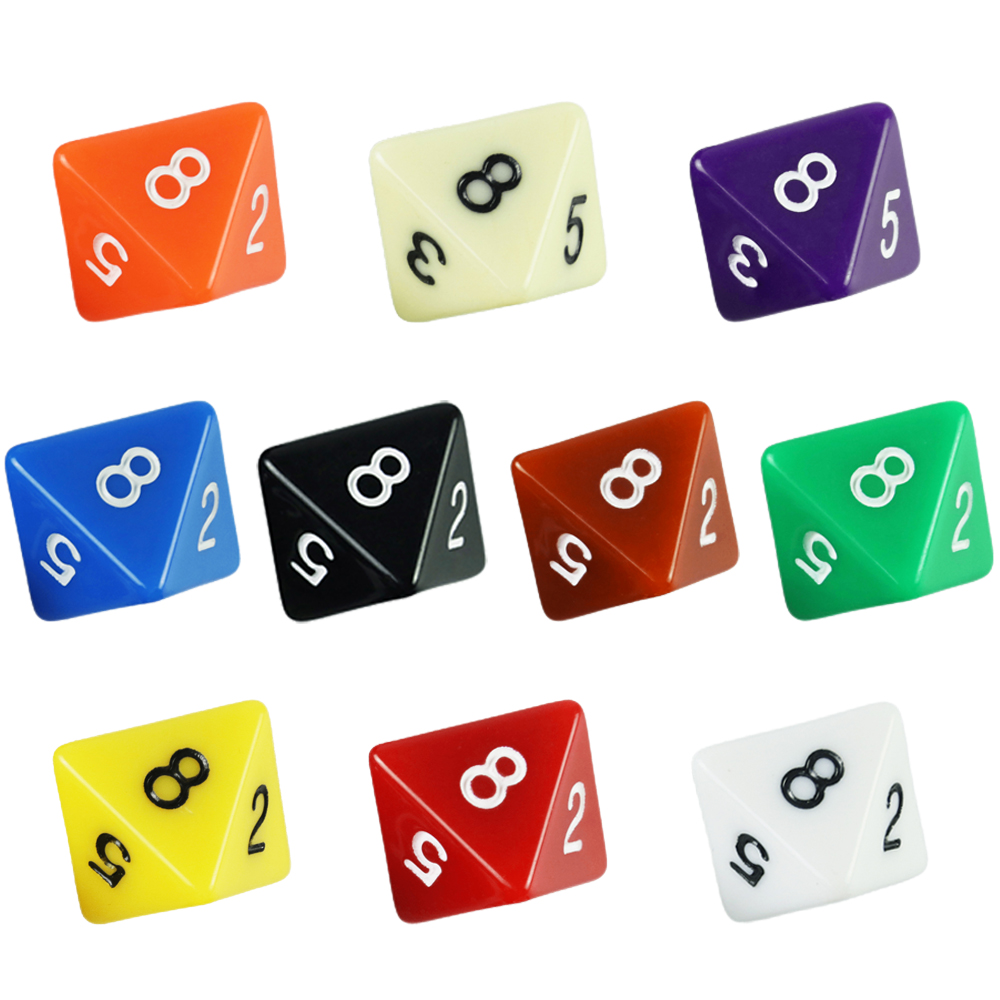Board Game Digital - D8 多面体ダイスセット 10個 不透明 カラフル 8面ダイス