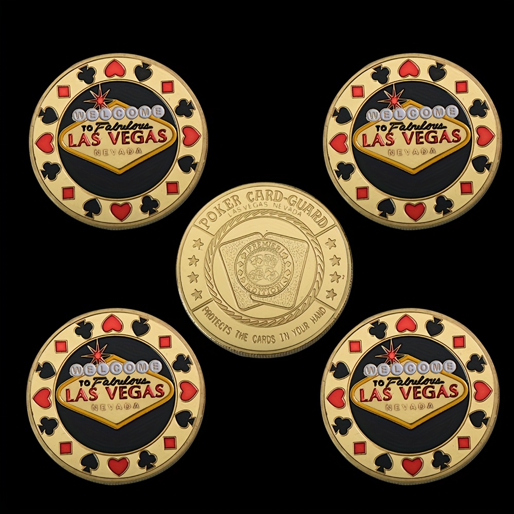 Board Game With Chips - 5 個ネバダ州ラスベガスへようこそポーカーチップカジノラッキーポーカーカードガードプロテクターお土産トークンコインコレクションパーティーギフト