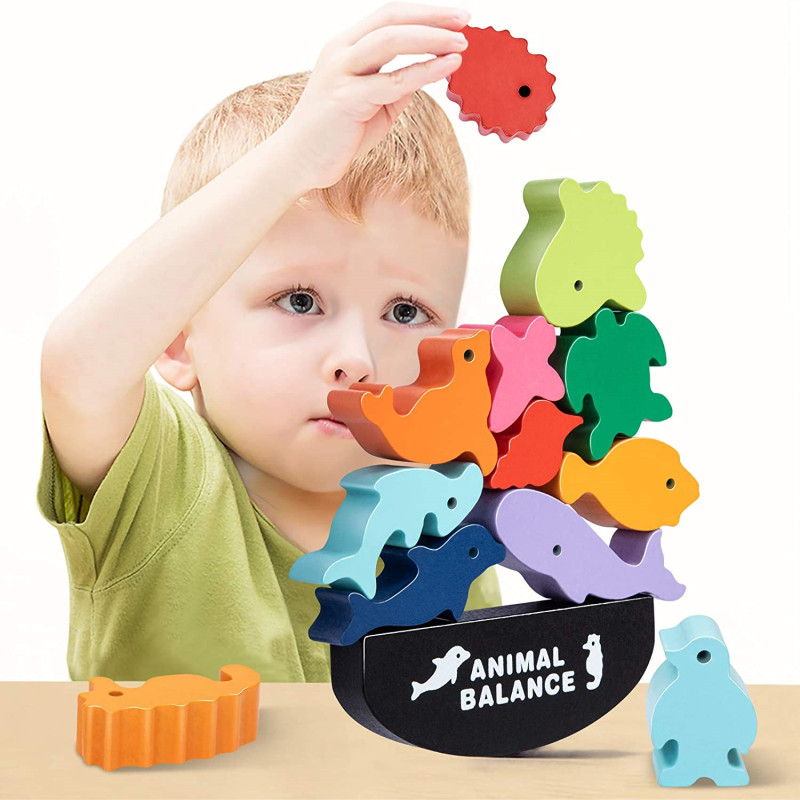 Board Game Nature - 子供のための木製モンテッソーリ教育バランスブロック,恐竜のおもちゃ,スタッキング,高いビルディングブロック,木のおもちゃ,新しい