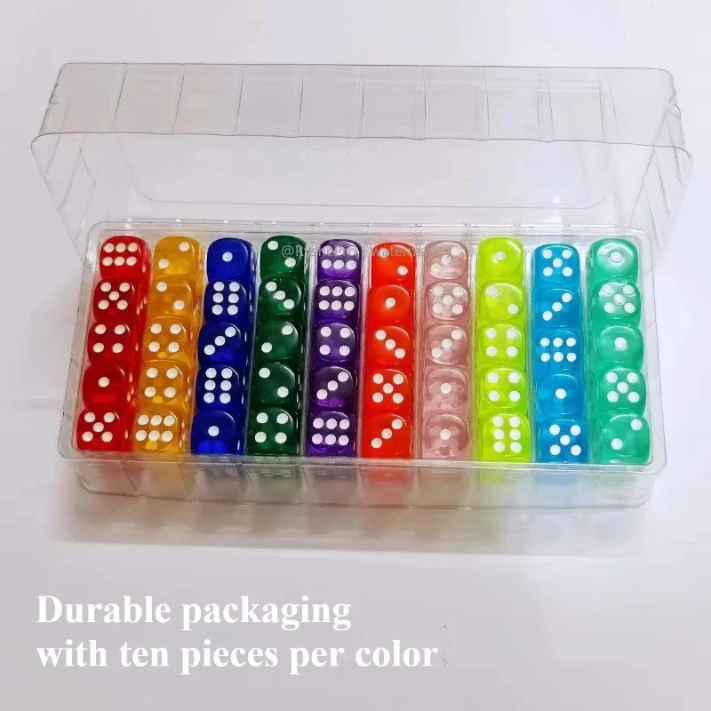 Board Game Digital - 100個のカラーアクリルダイス14mm、6面標準ゲームダイスセット、ボードゲーム、数学教室の活動、パーティーギフト用
