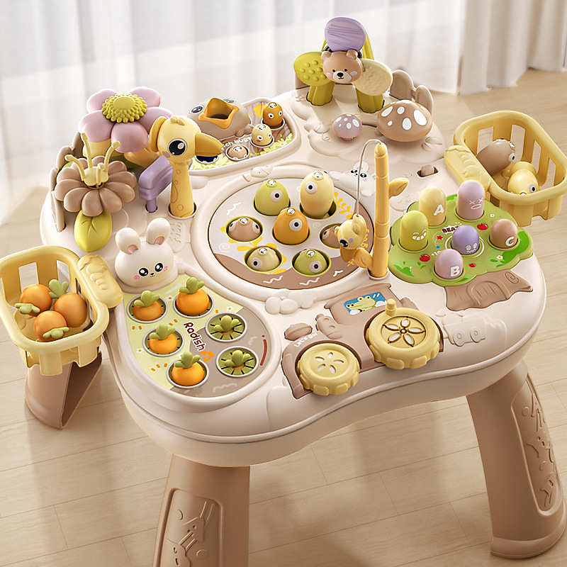Board Game Nature - 幼児向け早期教育多機能ゲームテーブル 8 in 1 電動スピンフィッシング 感覚学習