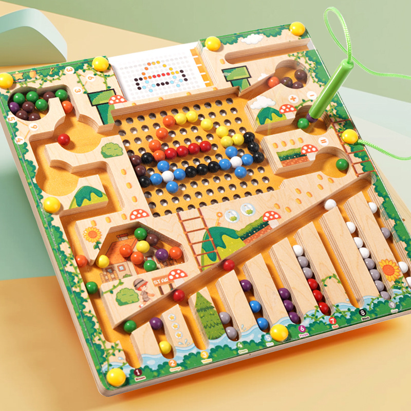 Board Game Nature - 磁気並べ替えゲーム モンテッソーリ パズルおもちゃ 迷路ボード 学習色 数え方