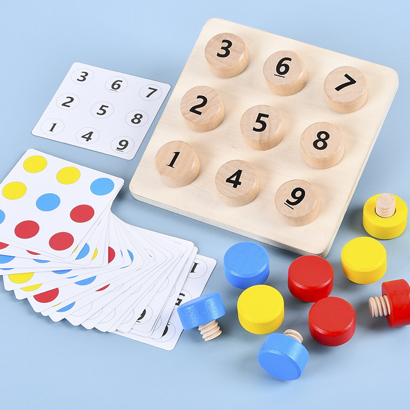 Board Game Nature - マッチングとチャレンジテーブルゲームを備えた木製のネジ,モンテッソーリ色の組み合わせ,教育玩具,ギフト