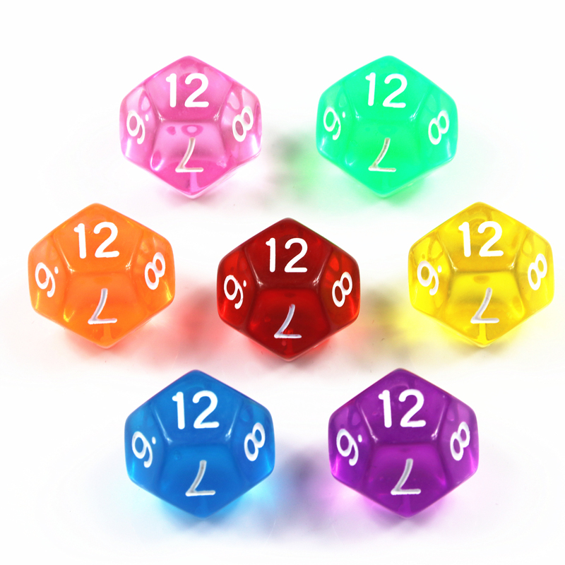 Board Game Digital - 10個の12面透明カラーダイスセット、ロールプレイングボードゲーム用プラスチックD12 - ゲームアクセサリー