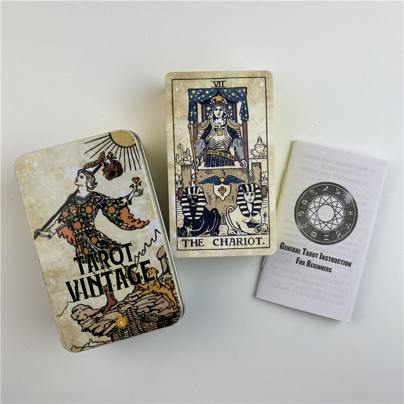 金属ボックス金色タロットヴィンテージカード占いデッキ紙ガイド - Board Game Vantage のレビューと価格