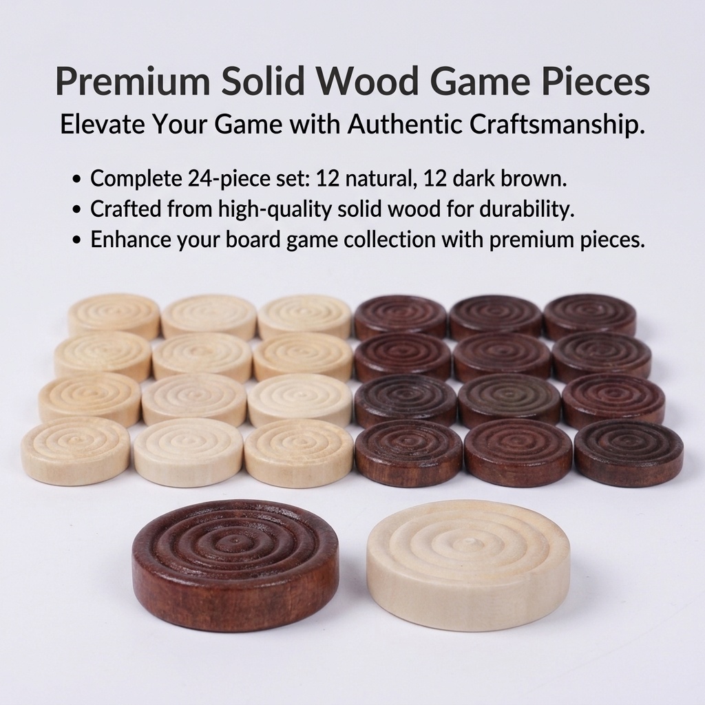 24個/セット 木製丸型チェッカーピース バックギャモンチェ - Board Game Vantage のレビューと価格