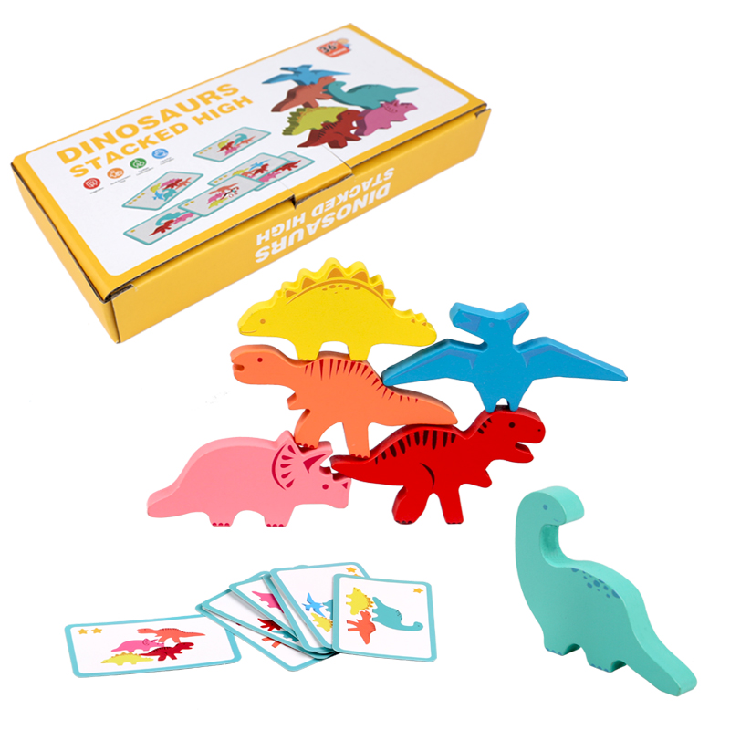 木製バランスブロックのおもちゃ子供のための動物恐竜ビルディン - Board Game Nature のレビューと価格