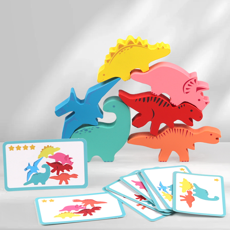 木製バランスブロックのおもちゃ子供のための動物恐竜ビルディン - Board Game Nature のレビューと価格