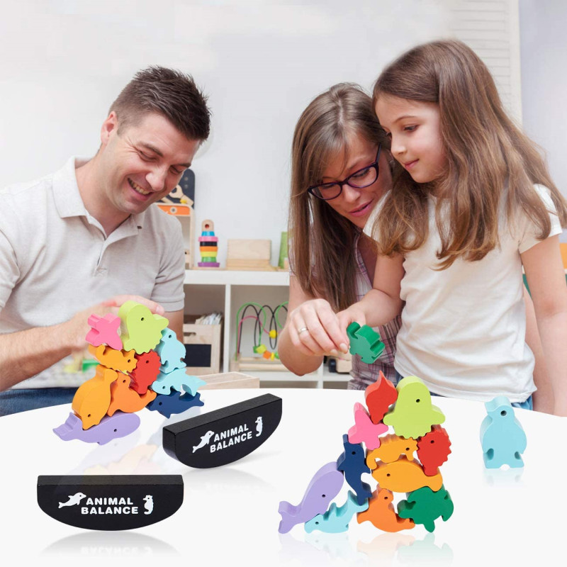 子供のための木製モンテッソーリ教育バランスブロック,恐竜のお - Board Game Nature のレビューと価格