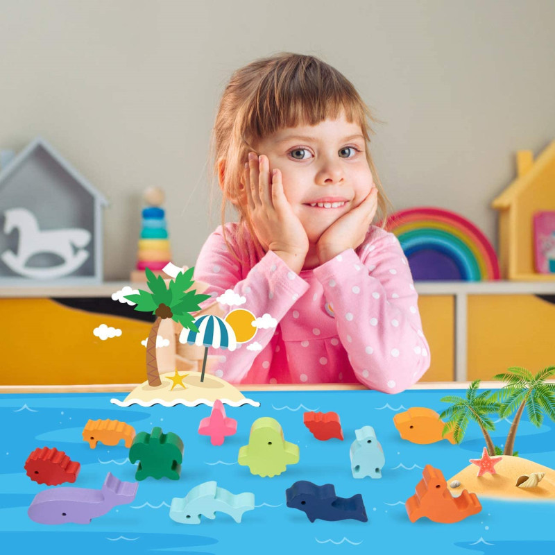 子供のための木製モンテッソーリ教育バランスブロック,恐竜のお - Board Game Nature のレビューと価格
