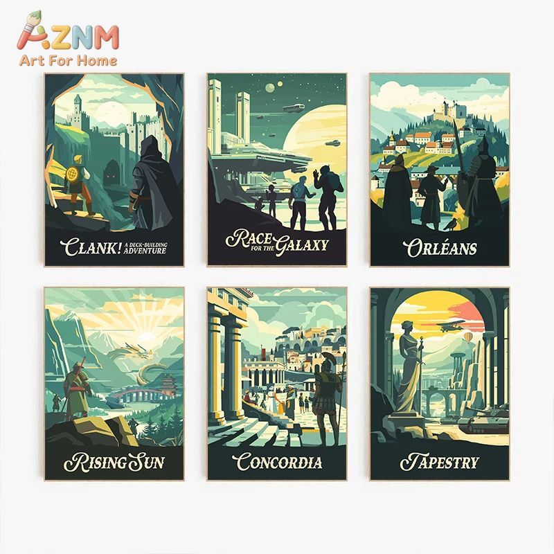 AZNM レトロボードゲームアートキャンバスポスターフレーム - Board Game Vantage のレビューと価格