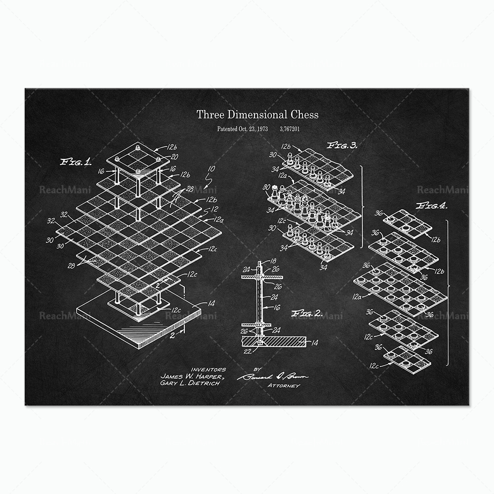 3人用チェス、チェス盤の図面ポスター、米国特許図、チェッカー - Board Game For 3 Players のレビューと価格