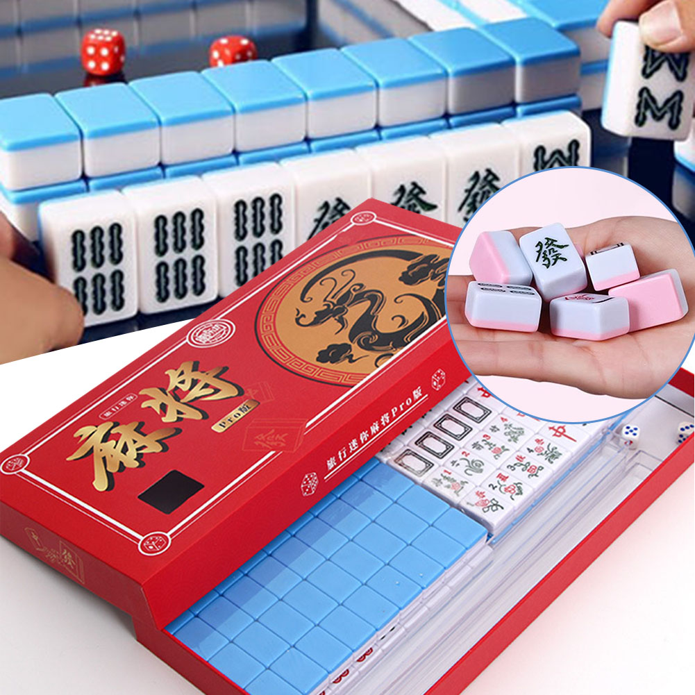 ポータブル旅行ミニ麻雀セット旅行麻雀セット収納ボックス付き落 - Board Game Box のレビューと価格