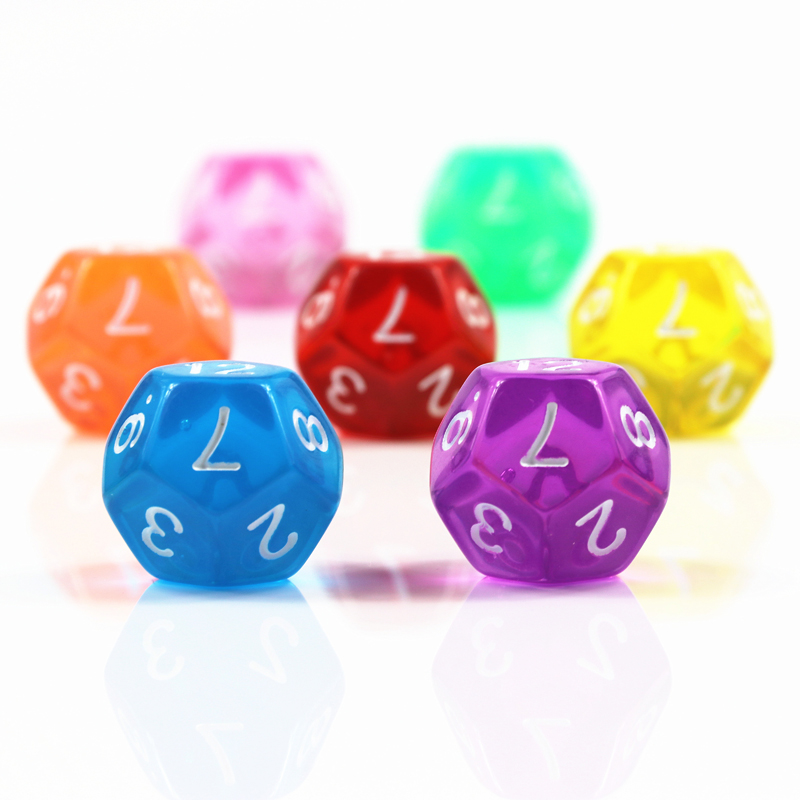 10個の12面透明カラーダイスセット、ロールプレイングボード - Board Game Digital のレビューと価格