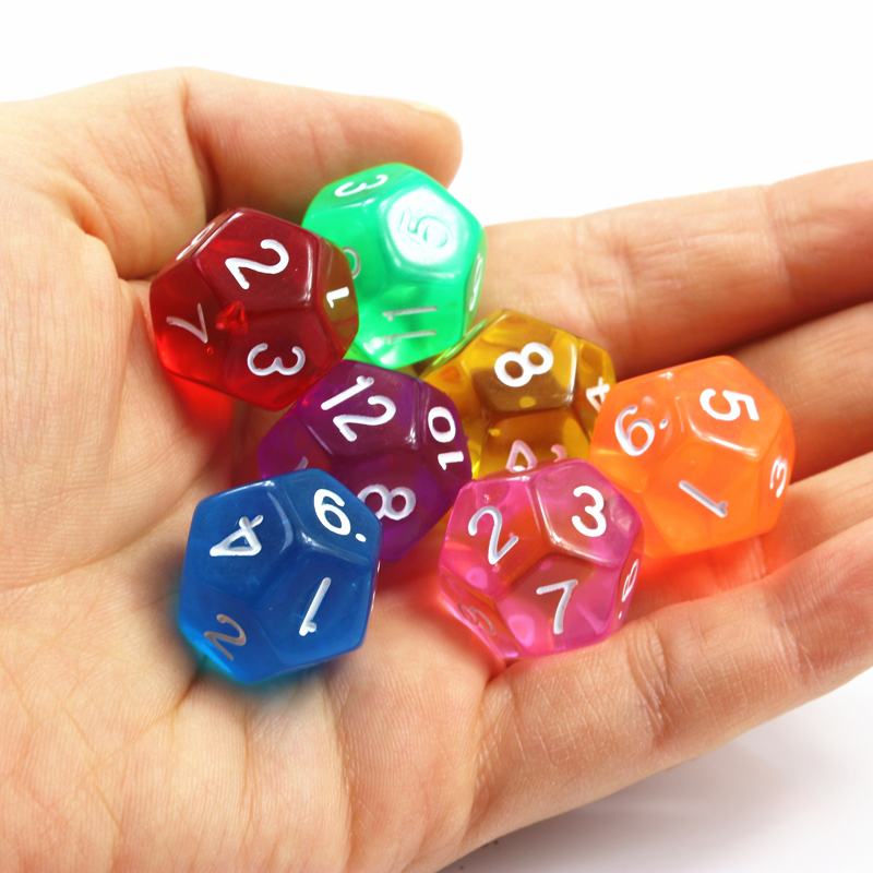 10個の12面透明カラーダイスセット、ロールプレイングボード - Board Game Digital のレビューと価格