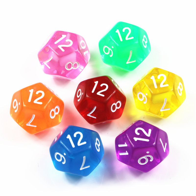 10個の12面透明カラーダイスセット、ロールプレイングボード - Board Game Digital のレビューと価格